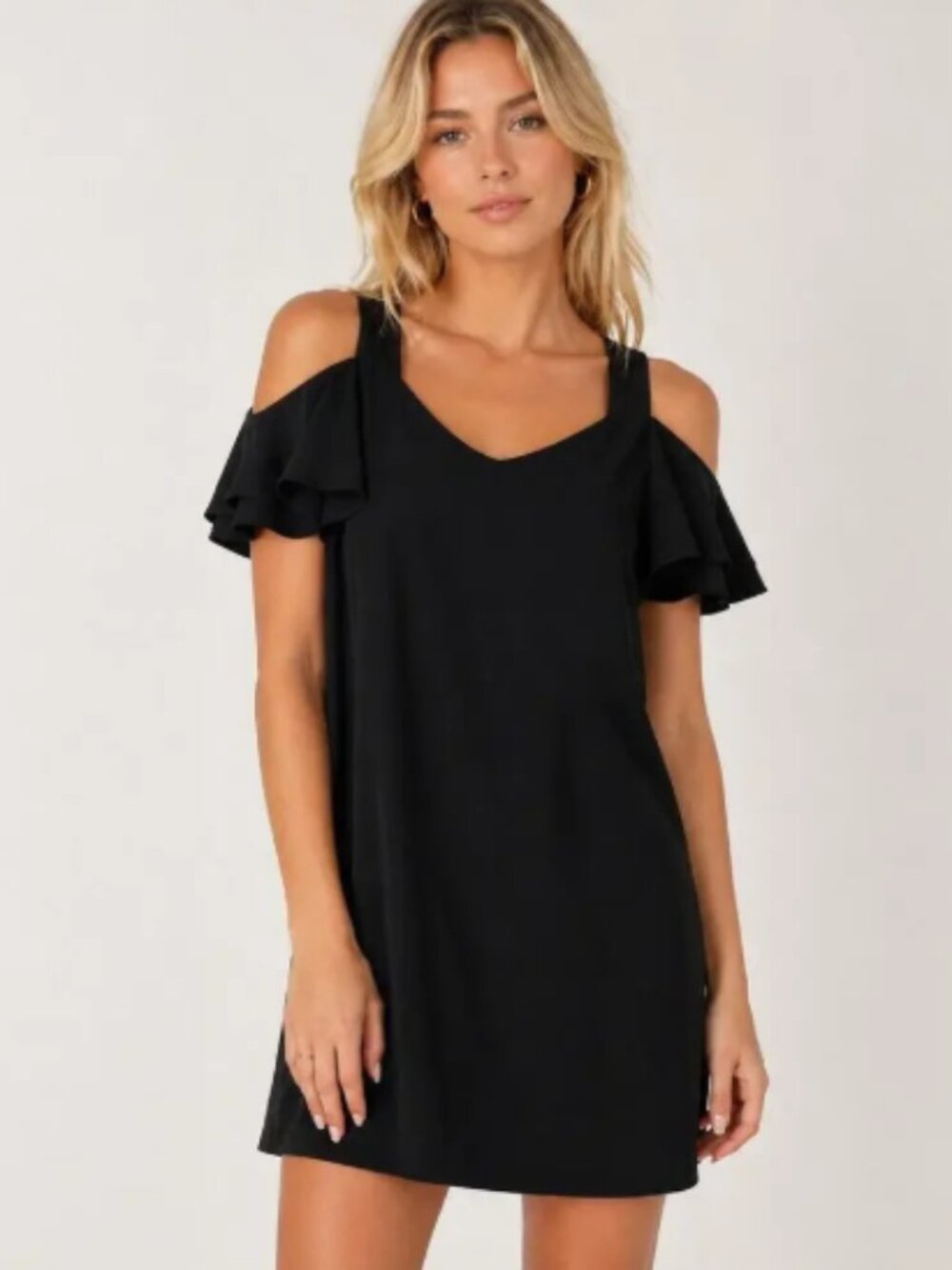 Banana Republic Black Flutter Sleeve Cold Shoulder Mini Dress - Size 0